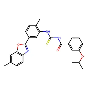 N-[[2-methyl-5-(6-methyl-1,3-benzoxazol-2-yl)phenyl]carbamothioyl]-3-propan-2-yloxybenzamide structure