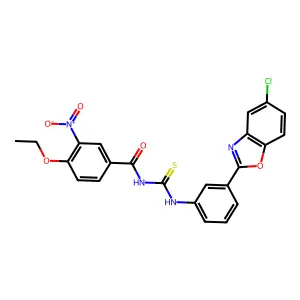 N-[[3-(5-chloro-1,3-benzoxazol-2-yl)phenyl]carbamothioyl]-4-ethoxy-3-nitrobenzamide structure