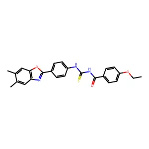 N-[[4-(5,6-dimethyl-1,3-benzoxazol-2-yl)phenyl]carbamothioyl]-4-ethoxybenzamide structure