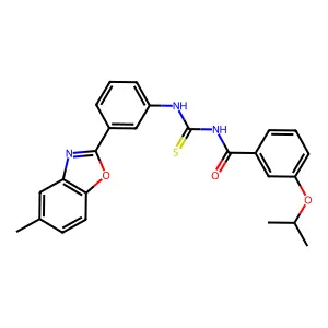 N-[[3-(5-methyl-1,3-benzoxazol-2-yl)phenyl]carbamothioyl]-3-propan-2-yloxybenzamide structure