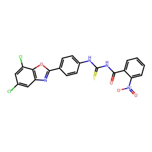 N-[[4-(5,7-dichloro-1,3-benzoxazol-2-yl)phenyl]carbamothioyl]-2-nitrobenzamide structure