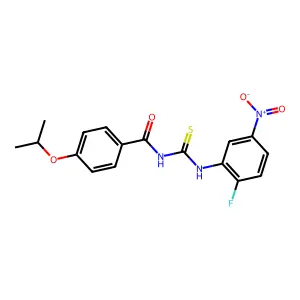 N-[(2-fluoro-5-nitrophenyl)carbamothioyl]-4-propan-2-yloxybenzamide structure