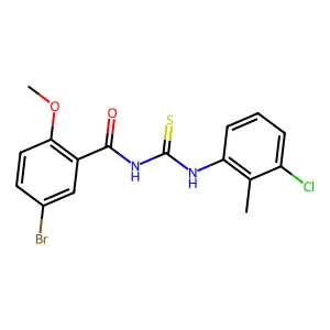5-bromo-N-[(3-chloro-2-methylphenyl)carbamothioyl]-2-methoxybenzamide structure