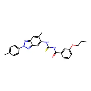 N-[[6-methyl-2-(4-methylphenyl)benzotriazol-5-yl]carbamothioyl]-3-propoxybenzamide structure