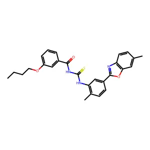 3-butoxy-N-[[2-methyl-5-(6-methyl-1,3-benzoxazol-2-yl)phenyl]carbamothioyl]benzamide structure
