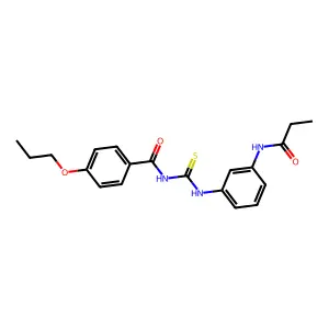 N-[[3-(propanoylamino)phenyl]carbamothioyl]-4-propoxybenzamide structure