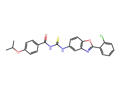 N-[[2-(2-chlorophenyl)-1,3-benzoxazol-5-yl]carbamothioyl]-4-propan-2-yloxybenzamide structure