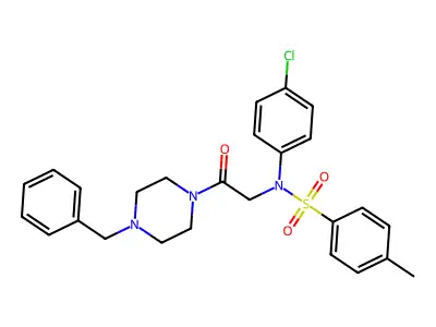 N-[2-(4-benzylpiperazin-1-yl)-2-oxoethyl]-N-(4-chlorophenyl)-4-methylbenzenesulfonamide structure
