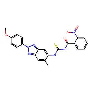 N-[[2-(4-methoxyphenyl)-6-methylbenzotriazol-5-yl]carbamothioyl]-2-nitrobenzamide structure
