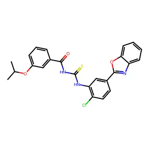 N-[[5-(1,3-benzoxazol-2-yl)-2-chlorophenyl]carbamothioyl]-3-propan-2-yloxybenzamide structure