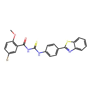 N-[[4-(1,3-benzothiazol-2-yl)phenyl]carbamothioyl]-5-bromo-2-methoxybenzamide structure