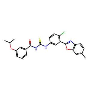 N-[[4-chloro-3-(6-methyl-1,3-benzoxazol-2-yl)phenyl]carbamothioyl]-3-propan-2-yloxybenzamide structure