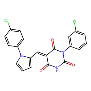 (5E)-1-(3-chlorophenyl)-5-[[1-(4-chlorophenyl)pyrrol-2-yl]methylidene]-1,3-diazinane-2,4,6-trione structure