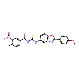N-[[2-(4-methoxyphenyl)-1,3-benzoxazol-5-yl]carbamothioyl]-4-methyl-3-nitrobenzamide structure
