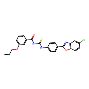 N-[[4-(5-chloro-1,3-benzoxazol-2-yl)phenyl]carbamothioyl]-3-propoxybenzamide structure