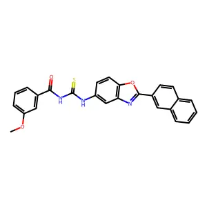 3-methoxy-N-[(2-naphthalen-2-yl-1,3-benzoxazol-5-yl)carbamothioyl]benzamide structure