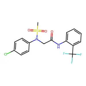 2-(4-chloro-N-methylsulfonylanilino)-N-[2-(trifluoromethyl)phenyl]acetamide structure