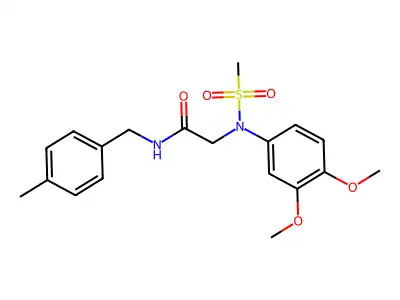 2-(3,4-dimethoxy-N-methylsulfonylanilino)-N-[(4-methylphenyl)methyl]acetamide structure