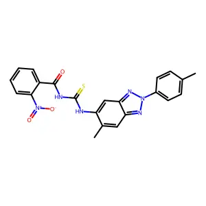 N-[[6-methyl-2-(4-methylphenyl)benzotriazol-5-yl]carbamothioyl]-2-nitrobenzamide structure