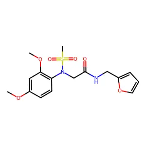 2-[(2,4-dimethoxyphenyl)(methylsulfonyl)amino]-N-(2-furylmethyl)acetamide structure