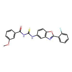 N-[[2-(2-fluorophenyl)-1,3-benzoxazol-5-yl]carbamothioyl]-3-methoxybenzamide structure