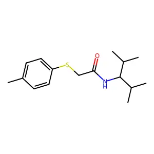 N-(2,4-dimethylpentan-3-yl)-2-(4-methylphenyl)sulfanylacetamide structure