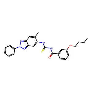 3-butoxy-N-[(6-methyl-2-phenylbenzotriazol-5-yl)carbamothioyl]benzamide structure