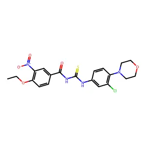 N-[(3-chloro-4-morpholin-4-ylphenyl)carbamothioyl]-4-ethoxy-3-nitrobenzamide structure