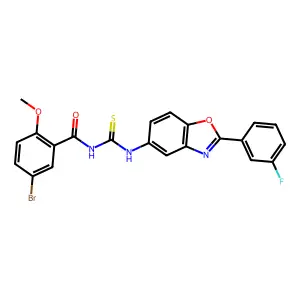 5-bromo-N-[[2-(3-fluorophenyl)-1,3-benzoxazol-5-yl]carbamothioyl]-2-methoxybenzamide structure