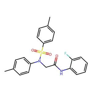 N-(2-fluorophenyl)-2-(4-methyl-N-(4-methylphenyl)sulfonylanilino)acetamide structure