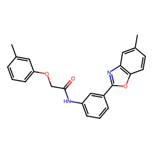 N-[3-(5-methyl-1,3-benzoxazol-2-yl)phenyl]-2-(3-methylphenoxy)acetamide structure
