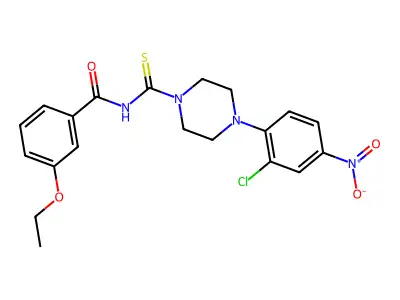 N-[4-(2-chloro-4-nitrophenyl)piperazine-1-carbothioyl]-3-ethoxybenzamide structure