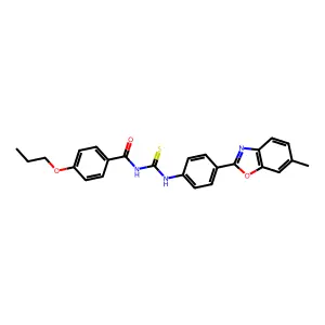 N-[[4-(6-methyl-1,3-benzoxazol-2-yl)phenyl]carbamothioyl]-4-propoxybenzamide structure