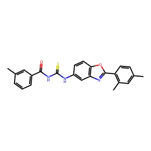 N-[[2-(2,4-dimethylphenyl)-1,3-benzoxazol-5-yl]carbamothioyl]-3-methylbenzamide structure