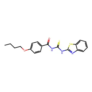N-(1,3-benzothiazol-2-ylcarbamothioyl)-4-butoxybenzamide structure
