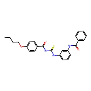 N-[(3-benzamidophenyl)carbamothioyl]-4-butoxybenzamide structure