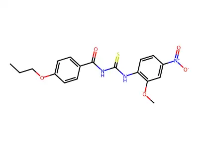 N-[(2-methoxy-4-nitrophenyl)carbamothioyl]-4-propoxybenzamide structure