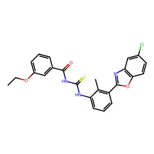 N-[[3-(5-chloro-1,3-benzoxazol-2-yl)-2-methylphenyl]carbamothioyl]-3-ethoxybenzamide structure