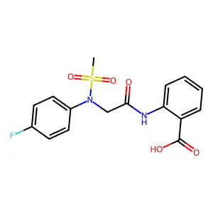 2-({[4-Fluoro(methylsulfonyl)anilino]acetyl}amino)benzoic acid structure