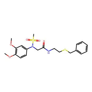 N-(2-benzylsulfanylethyl)-2-(3,4-dimethoxy-N-methylsulfonylanilino)acetamide structure