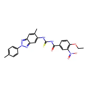 4-ethoxy-N-[[6-methyl-2-(4-methylphenyl)benzotriazol-5-yl]carbamothioyl]-3-nitrobenzamide structure
