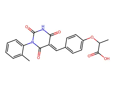 (E)-2-(4-((2,4,6-trioxo-1-(o-tolyl)tetrahydropyrimidin-5(2H)-ylidene)methyl)phenoxy)propanoic acid structure