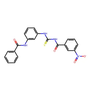 N-[(3-benzamidophenyl)carbamothioyl]-3-nitrobenzamide structure