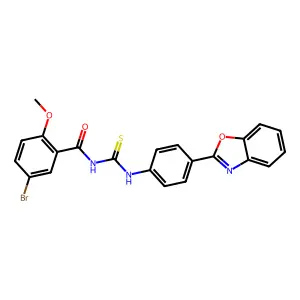 N-[[4-(1,3-benzoxazol-2-yl)phenyl]carbamothioyl]-5-bromo-2-methoxybenzamide structure