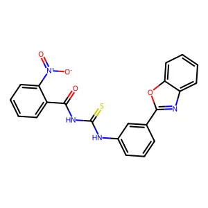 N-[[3-(1,3-benzoxazol-2-yl)phenyl]carbamothioyl]-2-nitrobenzamide structure