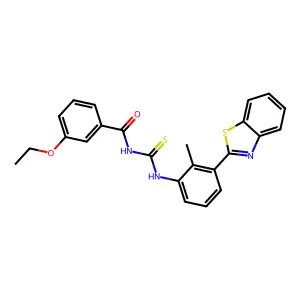 N-[[3-(1,3-benzothiazol-2-yl)-2-methylphenyl]carbamothioyl]-3-ethoxybenzamide structure