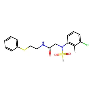 2-(3-chloro-2-methyl-N-methylsulfonylanilino)-N-(2-phenylsulfanylethyl)acetamide structure