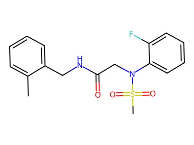 2-(2-fluoro-N-methylsulfonylanilino)-N-[(2-methylphenyl)methyl]acetamide structure