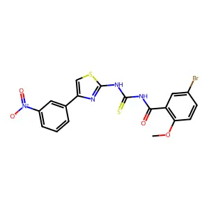5-bromo-2-methoxy-N-[[4-(3-nitrophenyl)-1,3-thiazol-2-yl]carbamothioyl]benzamide structure