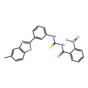 N-[[3-(5-methyl-1,3-benzoxazol-2-yl)phenyl]carbamothioyl]-2-nitrobenzamide structure